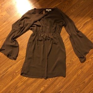 Brown butterfly sleeve dress